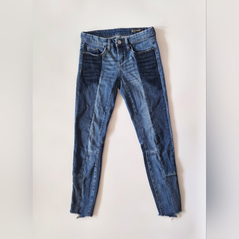 Blank NYC Cropped Skinny Patchwork Raw Hem Classic Mixup Jeans US 0 EU 24
